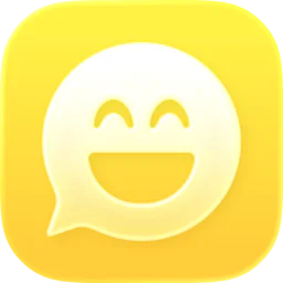 Das App-Symbol von Paper Comic Reader, eine lachende Sprechblase auf Gelb